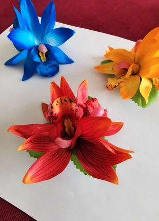 Nouvelle Orchidée TRIO Barrette Cheveux Broche Pin Up Vintage Hawaii Rockabilly Mariage, merk: PIN-UP, staat: Nieuw zonder prijskaartje, € 8,00, € 9,10 inclusief Kopersbescherming