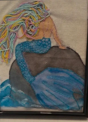 Sirena en acuarela y bordado, marca: sin nombre, estado: Nuevo sin etiquetas, 14,99 €, 16,44 € Protección al comprador incluida