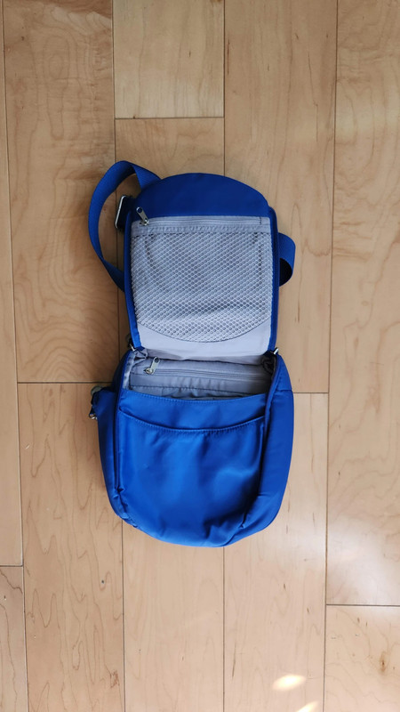 Travelon Blue Nylon Crossbody Travel Organizer Shoulder Pockets Expandable Bag 5