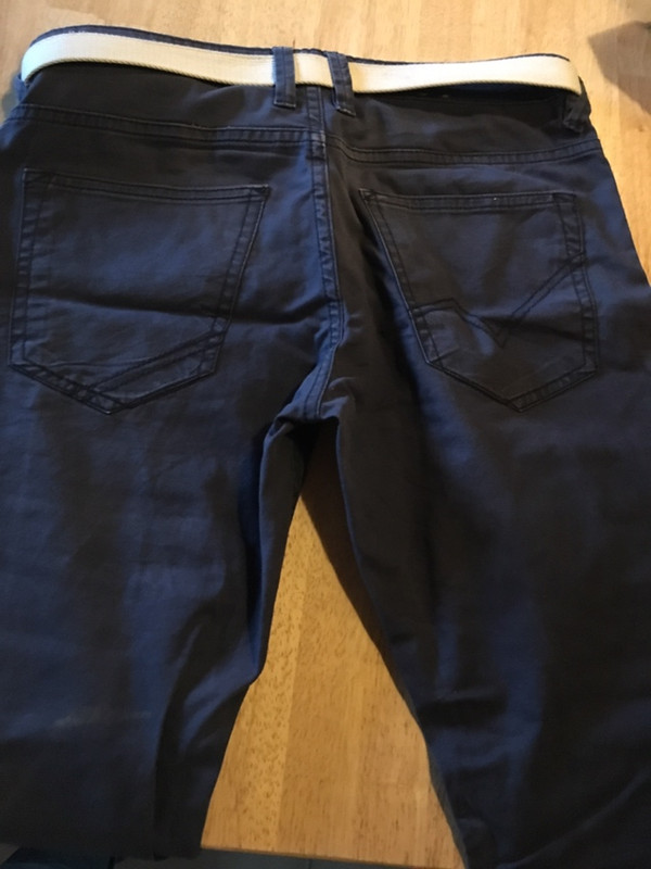 Pantalon slim toile bleu marine taille 16ans 2