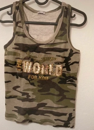 Camiseta de tirantes camuflaje, marca: Pimkie, estado: Muy bueno, tamaño: S / 36 / 8, 5,00 €, 5,95 € Protección al comprador incluida