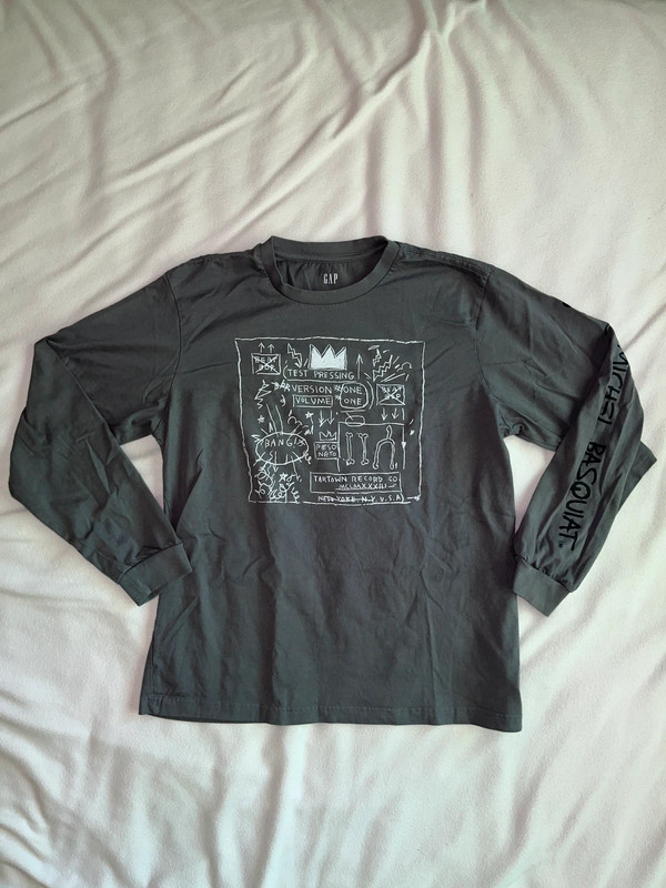 Grey GAP Jean-Michel Basquiat Long-sleeved T-shirt Size M 1