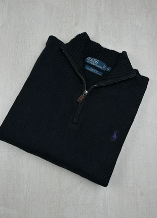 Pull col camionneur zippé Ralph Lauren noir coton logo violet brodé M homme, marca: Ralph Lauren, estado: Muy bueno, tamaño: M, 62,00 €, 65,80 € Protección al comprador Pro incluida