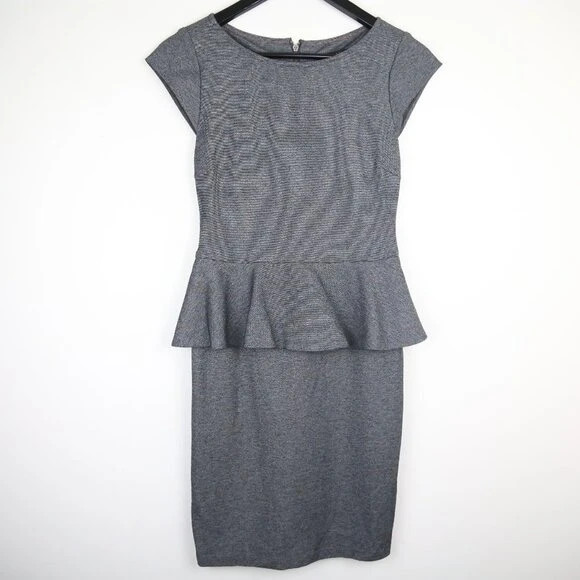 Alice + Olivia Employed Adeline Peplum Dress in Heather Grey Size 8 2