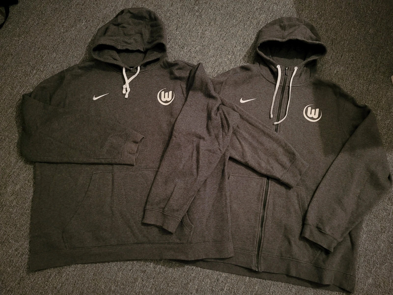 VfL Wolfsburg Nike Hoodies Gr.3XL Sweatshirtjacke Pulli Kapuze FuBball Wolfe TOP grau