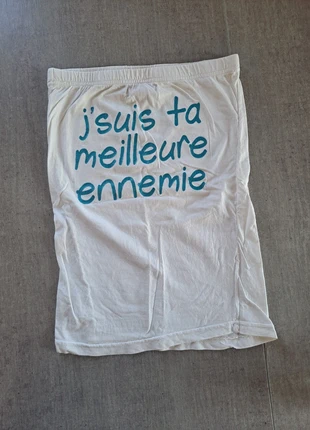 Bustier blanc moulant avec inscription, condizioni: Buone, taglia: S / IT 40 / EU 36, €1.00, €1.75 include la Protezione acquisti
