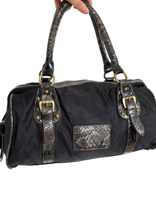 Sac à Main Vintage Bowling Tissu Noir & Effet Cuir Croco Y2K 2000, merk: Vintage Dressing, staat: Heel goed, € 39,99, € 42,69 inclusief Kopersbescherming Pro