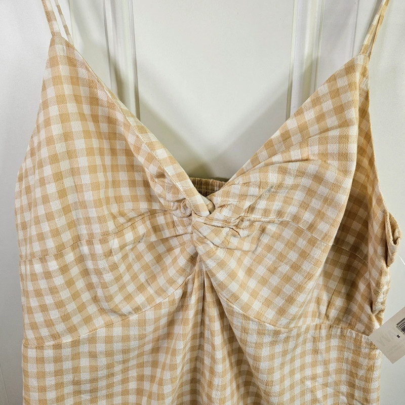 Beige Gingham Twist-Front Cami Top 2