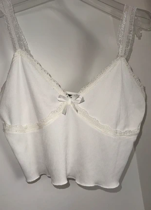 White Crop Tank with Transparent Straps, merk: Shein, staat: Heel goed, maat: S / 36 / 8, € 2,00, € 2,80 inclusief Kopersbescherming