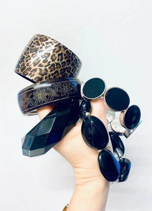 Vintage Chunky black, brown patterned bangle bracelet bundle, brand: Vintage, condition: Very good, £8.50, £9.63 includes Buyer Protection