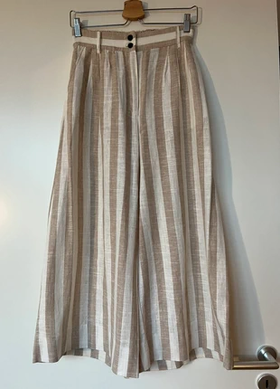 gestreifte Leinenculotte Creme/Beige S, merk: H&M, staat: Heel goed, maat: S / 36 / 8, € 15,00, € 16,45 inclusief Kopersbescherming