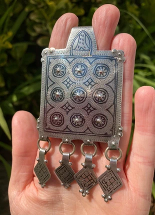 Vintage / Antique Large Moroccan Berber Silver Niello Amulet Pendant, condition: Very good, £35.00, £37.45 includes Buyer Protection Pro