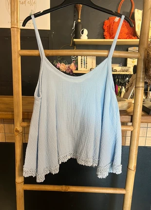 🌸 Top en gaze de coton bleu ciel à bretelles, brand: Made In Italy, condition: New with tags, size: One size, €12.00, €13.30 includes Buyer Protection Pro