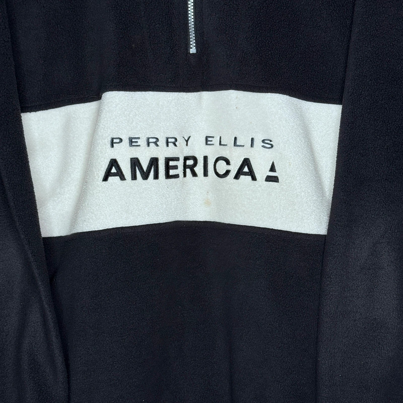 Vintage Y2K Style Perry Ellis Fleece Quarter Zip Pull Over Sweater Size L Men with logo 3