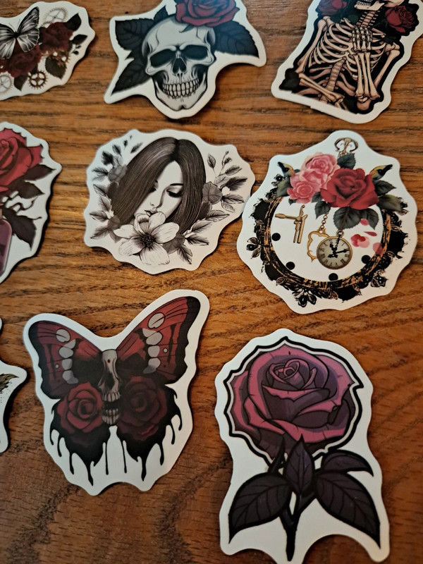 roses and skulls themed stickers 3