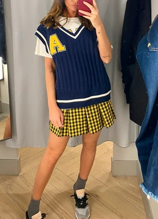 Gilet in maglia a trecce e coste Blu HM Divided XS, marke: H&M Divided, zustand: Sehr gut, größe: XS / 34 / 6, 10,00 €, 11,20 € inklusive Vinted-Käuferschutz