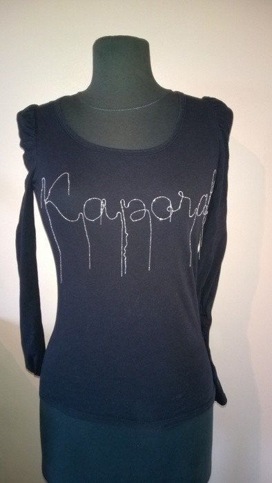 T-shirt à manches longues noir avec inscription en chaîne Kaporal 1