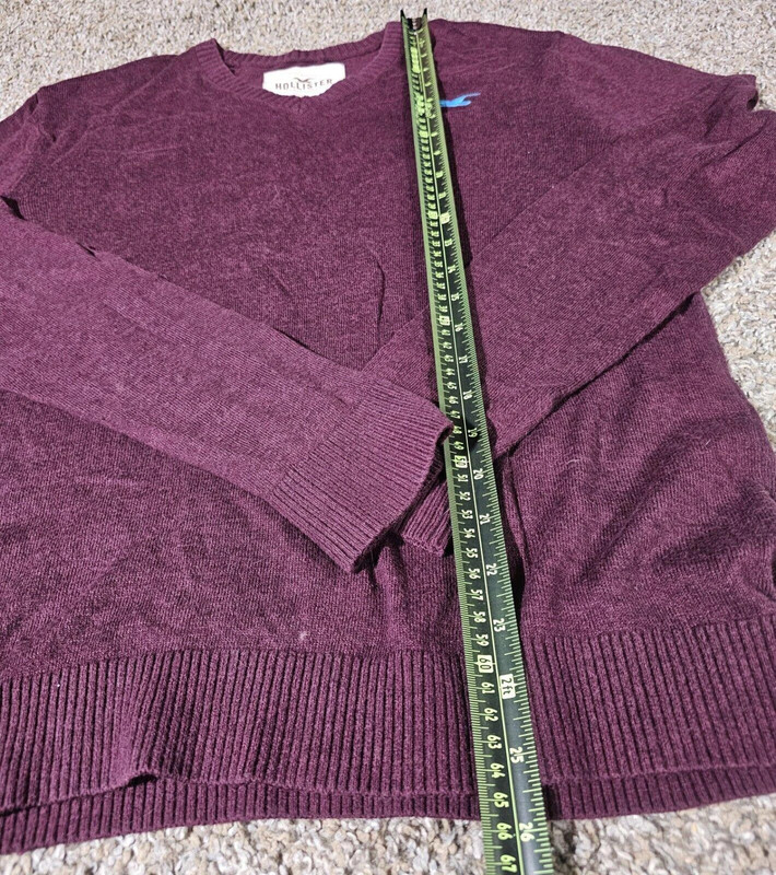 Hollister V Neck Purple Red Blue Logo Sweater Mens S Viscose 4