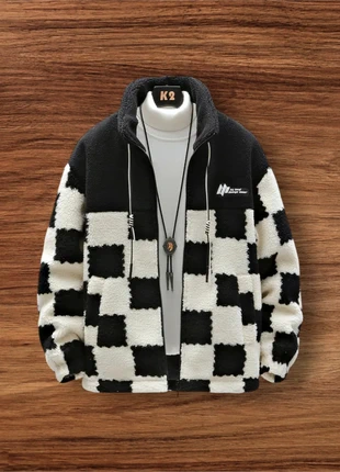 Knit Mirage "Checkstorm" Veste Polaire Oversize Vintage 90s Noir & Blanc, marque: Vintage Dressing, état: Très bon état, taille: M, 65,00 €, 68,95 € Protection acheteurs (Pro) incluse