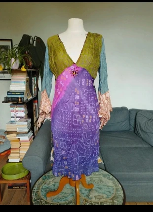 Magnifique robe d'été en soie multicolore d' Inde Bohème chic, marque: Indian, état: Bon état, taille: M / 38 / 10, 19,90 €, 21,60 € Protection acheteurs incluse