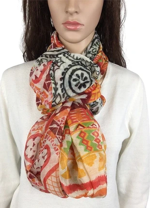 Foulard tube orange jaune motifs ethniques en viscose femme - Neuf, staat: Nieuw zonder prijskaartje, € 8,00, € 9,10 inclusief Kopersbescherming Pro