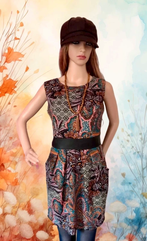 🧡🍁Robe vintage italien S/M folk romantique motif cachemire ethnic chic paisley dress 🍁🧡 - photo numéro 12