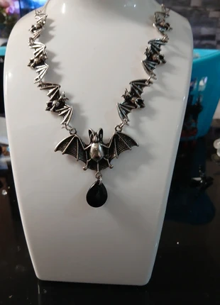 Gothic black  stone statement bat necklace, brand: Alternative, condition: Very good, £4.49, £5.41 includes Buyer Protection