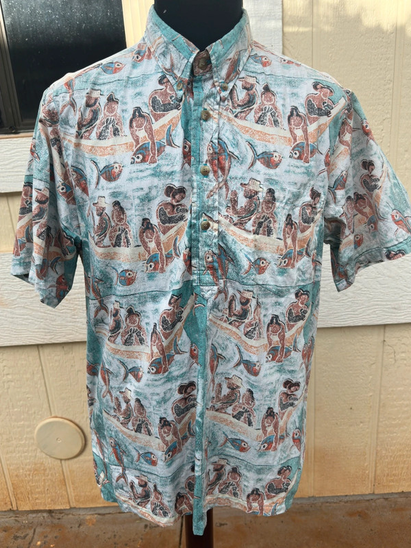 PreOwned Kahala Multicolored 3/4 Button Hawaiian Print Men's Large 1