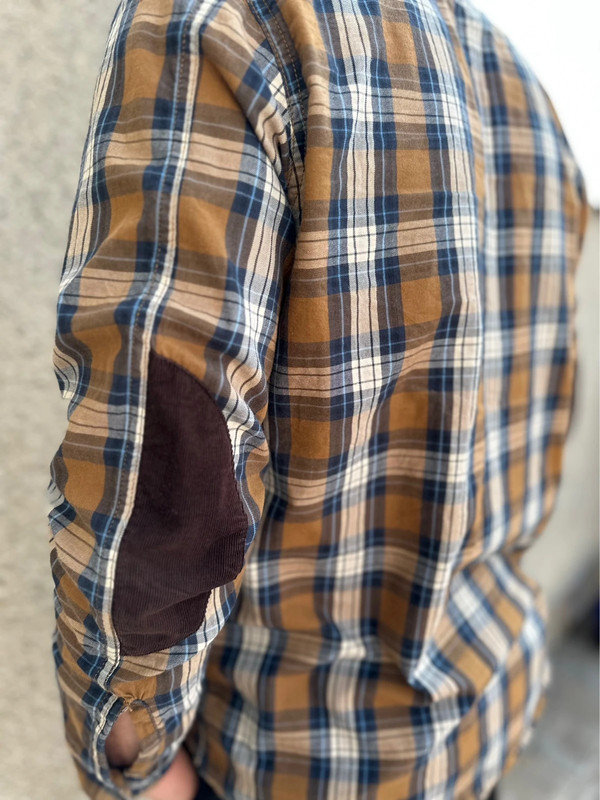 Koszula w kratę męska brązowa wiosenna dopasowana elegancka H&M M bawełniana 3