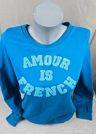 Sweat bleu “Amour is French” Jubylee – Taille S/M – Style tendance – Très doux, brand: Jubylee, condition: Very good, size: S / 36 / 8, €7.00, €8.05 includes Buyer Protection
