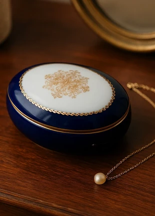 Boîte porcelaine Limoges France – bleu cobalt & or, brand: Limoges France, condition: Very good, €8.00, €9.10 includes Buyer Protection