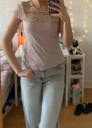 Blush Pink Lace Detail T-Shirt, brand: H&M, condition: Very good, size: M / 38 / 10, €5.00, €5.95 includes Buyer Protection