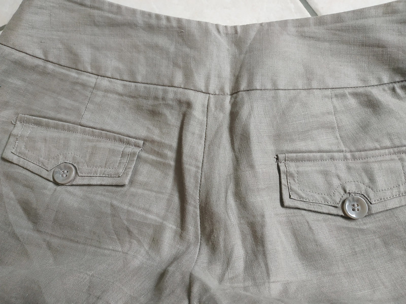 Pantalon lin et coton gris/taupe 3