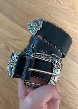 ceinture noir léger motif boucle original vintage baroque fleur gravé, marque: y2k, état: Neuf sans étiquette, taille: Ajustable, 19,90 €, 21,60 € Protection acheteurs incluse