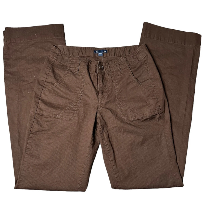 Y2K GAP low-waisted/low rise brown striped cargo flare pants 1