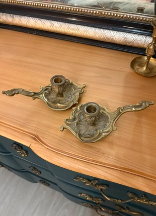 Paire de bougeoirs en bronze doré – style baroque / rococo, brand: Vintage Love, condition: Good, €30.00, €32.20 includes Buyer Protection