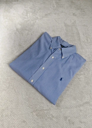 Chemise Ralph Lauren Easy Care – Rayée bleu clair/blanc – Manches courtes – Taille XL (44/17½), marca: Ralph Lauren, estado: Muy bueno, tamaño: XL, 22,50 €, 24,33 € Protección al comprador incluida