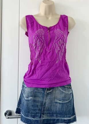Y2k Purple diamanté Wings Vest Top, brand: y2k, condition: Very good, size: M / 10, £16.00, £17.50 includes Buyer Protection