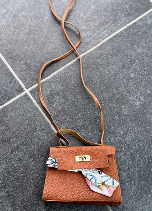 Sac bandoulière marron en simili cuir avec foulard, condition: New without tags, €7.00, €8.05 includes Buyer Protection