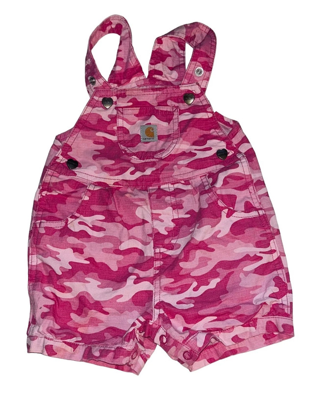 Carhartt Baby Girl Overalls Shorts 12 Months Pink Camo 1