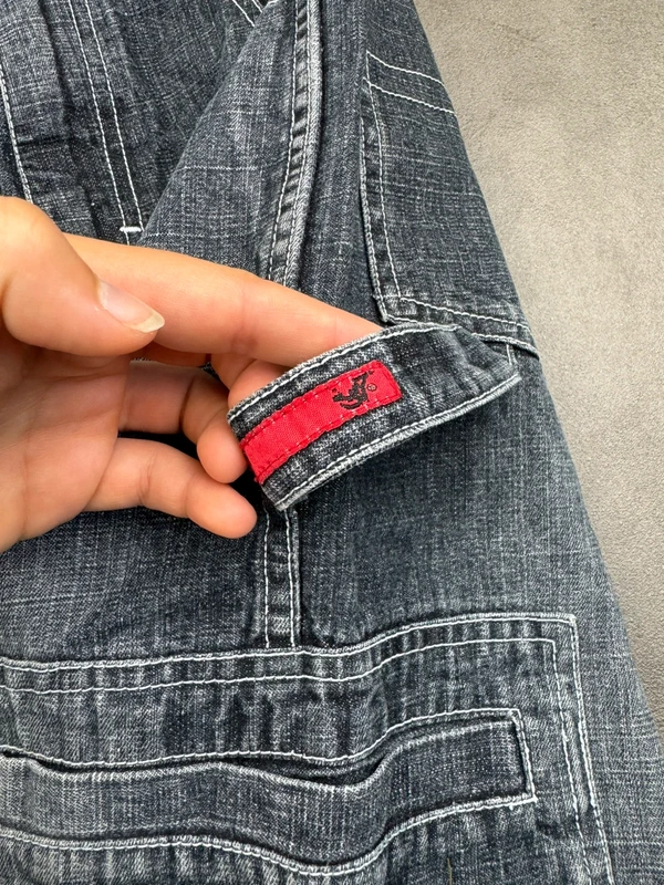 Short Baggy Y2k 90’s Vintage Gris Noir Délavé Taille S - photo numéro 5