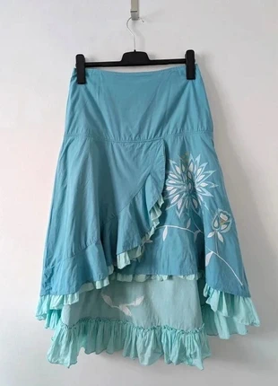 Jupe d'été longue brodée asymétrique - René Derhy - taille 40, merk: René Derhy, staat: Goed, maat: L / 40 / 12, € 10,00, € 11,20 inclusief Kopersbescherming Pro