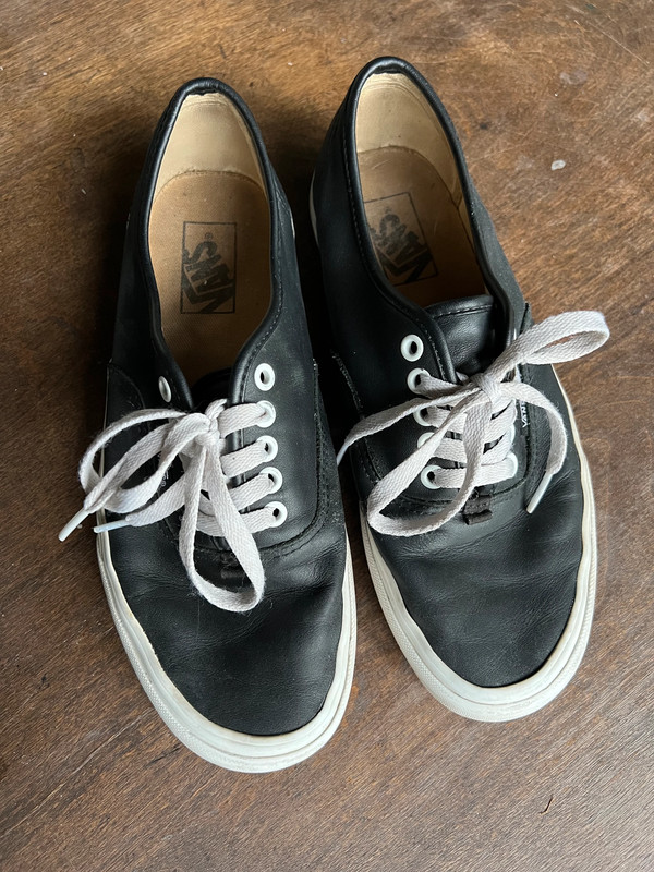 Black Leather Lux Authentic Vans Size 10