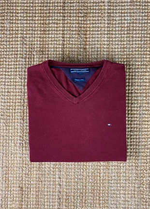 Pull Léger Col V Bordeaux Brodé Tommy Hilfiger Premium Coton Taille S, brand: Tommy Hilfiger, condition: Very good, size: S, €20.00, €21.70 includes Buyer Protection Pro