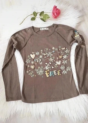 T-shirt manches longues kaki coton tête de mort Calavera strass perles style rock Free for Humanity, marke: Free for humanity, zustand: Sehr gut, größe: S / 36 / 8, 10,00 €, 11,20 € inklusive Vinted-Käuferschutz