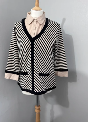 Dash Black/Beige Cardigan With Pockets Button Up Collar Uk 14, brand: Dash, condition: Very good, size: M / UK 12-14, £7.99, £9.09 includes Buyer Protection