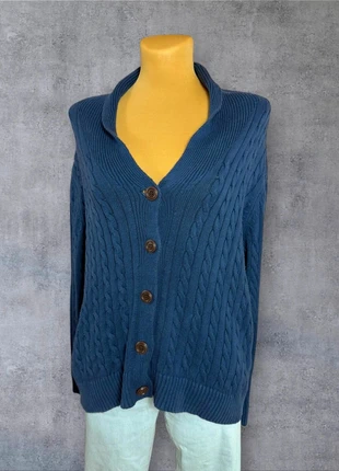cardigan torsadé tressé vintage bleu marine | taille XL | pf89, merk: Vintage Dressing, staat: Heel goed, maat: XL / 42 / 14, € 10,95, € 12,20 inclusief Kopersbescherming Pro