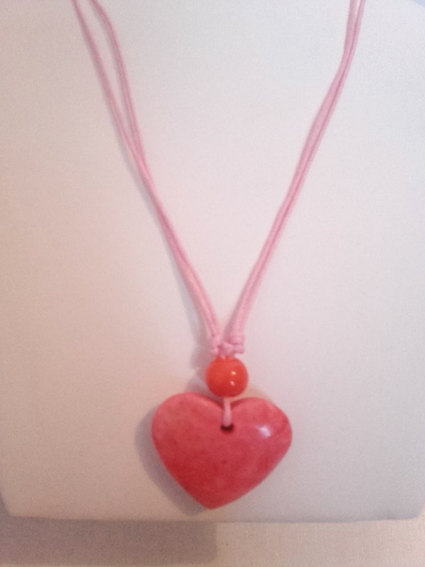 Parure collier et boucles d'oreilles cœur rouge neuf - photo numéro 3