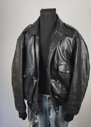 Blouson aviateur japa vintage en cuir noir véritable style militaire homme taille 3, brand: Japa, condition: Good, size: L, €75.00, €79.45 includes Buyer Protection Pro