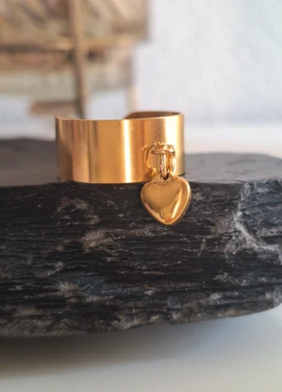 Bague ajustable en acier inoxydable couleur or breloque cœur , staat: Heel goed, maat: Aanpasbaar, € 9,00, € 10,15 inclusief Kopersbescherming Pro